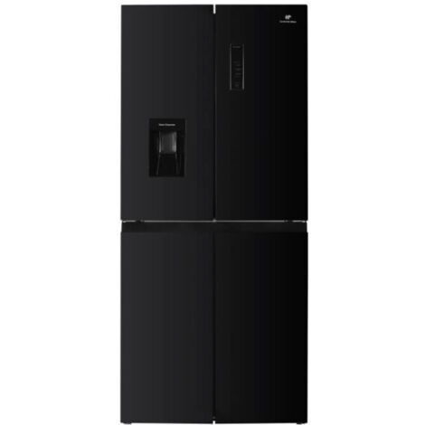 Continental Edison – Réfrigérateur 4 portes 446L Total No Frost – L79 cm x H180 cm – Noir – Classe D – Distributeur d'eau intégré