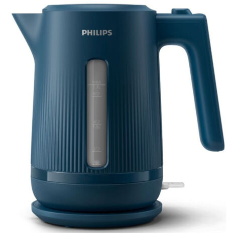 Philips – Bouilloire électrique 1,7 L 2200 W – Couleur bleu malibu – Base pivotante 360° – Cordon rétractable – Indicateur de niveau d'eau éclairé - HD9411