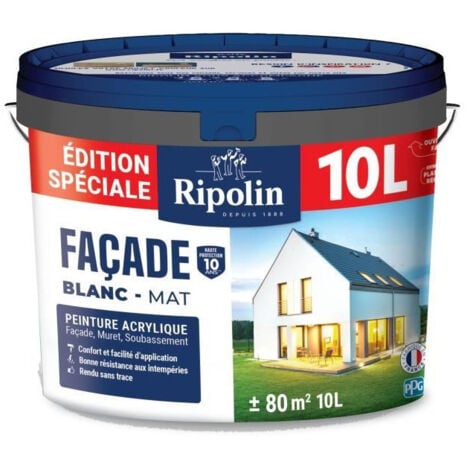 Peinture spéciale façade - RIPOLIN - Blanc - Mat - 10 L