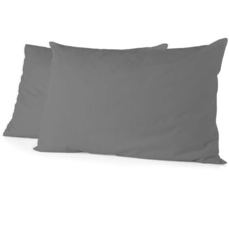 Taies d'oreiller HOME LINGE PASSION 50 x 70 cm Lot de 2 Gris anthracite (1/2)