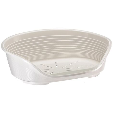 Ferplast SIESTA DELUXE  Panier d'intérieur en plastique, corbeille pour chiens et chats. En différentes tailles et couleurs.. Variante 4 - Mesures: 61.5 x 45 x h 21.5 cm - Blanc