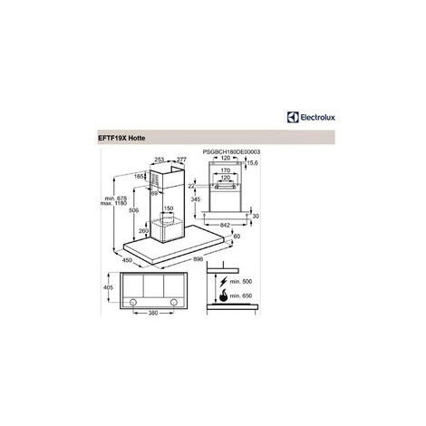 Electrolux – Hotte décorative murale 90cm – Aspiration 800m³/h – Classe énergétique A – Moteur silencieux 55dB – Inox brossé moderne - EFTF19X