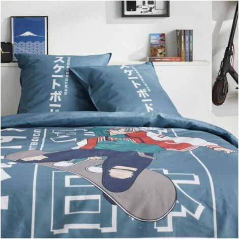 Parure De Couette Lit Double "Sunshine" - Bleu - L 220 X L 240 Cm