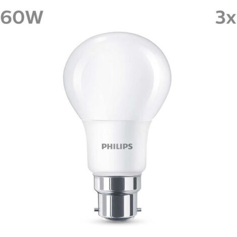 Philips pack de 3 ampoules LED B22, 60W, blanc chaud (1/4)