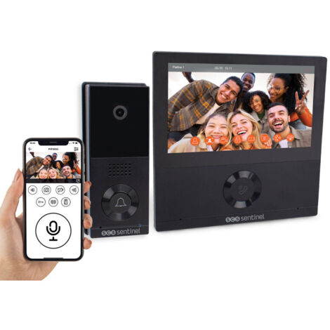 Interphone vidéo connecté filaire 7 pouces – Vision nocturne infrarouge – Caméra grand angle 110° – Application iSCS Sentinel