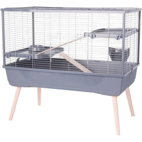 Zolux – Cage pour rongeur surélevée 2 étages – 99 x 54 x 92 cm – Espace entre barreaux 2.5 cm – Gris (1/2)
