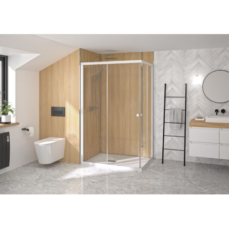 Paroi de douche SUPRA III A 80cm accès d'angle coulissant droite fixe gauche - KINEDO - PA1581BTNG (1/2)
