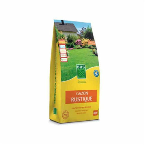 Semence de Gazon rustique - BHS - Capacité 10 kg - Implantation rapide et homogene