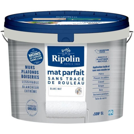 Ripolin Peinture MURS ET PLAFONDS EXTRÊME SATIN Blanc Satiné 10 L
