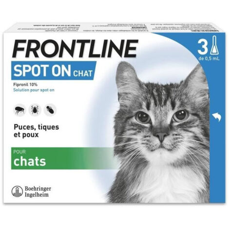FRONTLINE 3 Pipettes antiparasitaires SPOT ON Chat - Puces, tiques, poux (1/3)