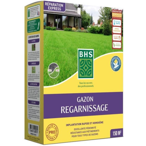 Semence de gazon  Regarnissage Terrain Sec - BHS - 3kg  150 m²  Résistant et durable