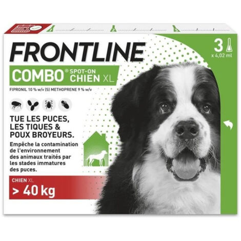 FRONTLINE 3 Pipettes antiparasitaires COMBO Chien 40 kg - Puces, tiques, poux broyeurs (1/3)