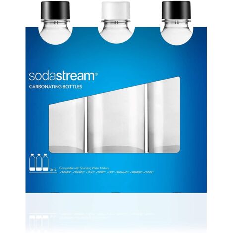 Sodastream Ensemble de 3 bouteilles PET 1 litre noir et blanc (1/4)