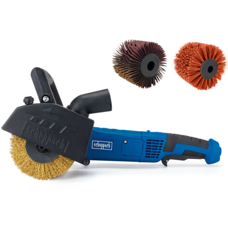 Scheppach Décapeur à rouleaux MRS1300 - Surfaceuse extérieure - 1300 W - Vitesse réglable - Brosse métallique + brosse synthétique incluses - Ponceuse polisseuse - Surfaceuse - Ponceuse à satiner