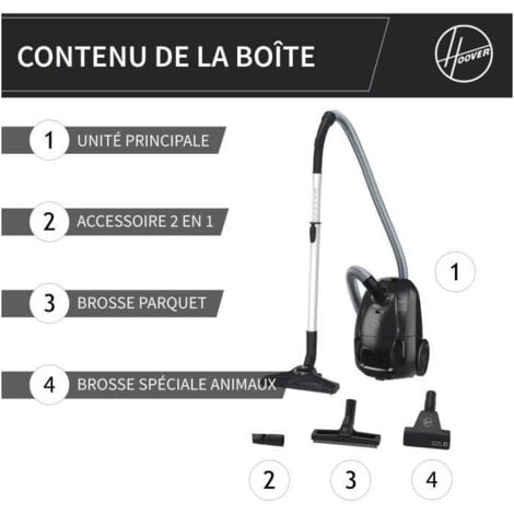 HOOVER HE1 - Aspirateur Traineau avec sac Compact et Puissant - Grande Capacité 2,5L- Haute-performance sur Sols Durs et Moquet