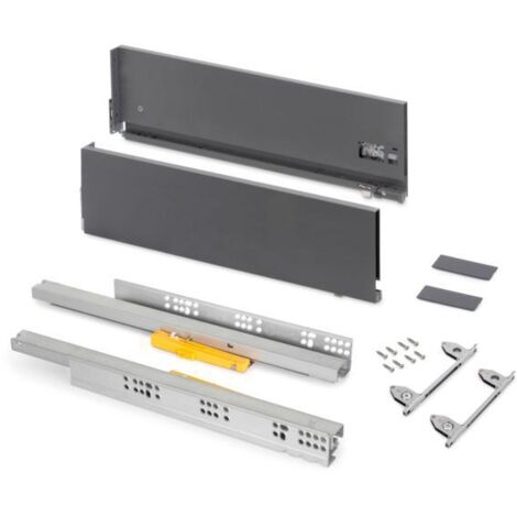 Emuca 3204035 Tiroir extérieur Vertex Push Synchro avec réglages 3D, hauteur 178mm, 40kg, profondeur 450mm, Acier, Gris antraci