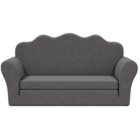 Canapé lit pour enfants 2 places anthracite peluche douce