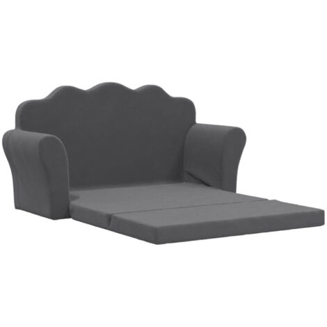 Canapé lit pour enfants 2 places anthracite peluche douce