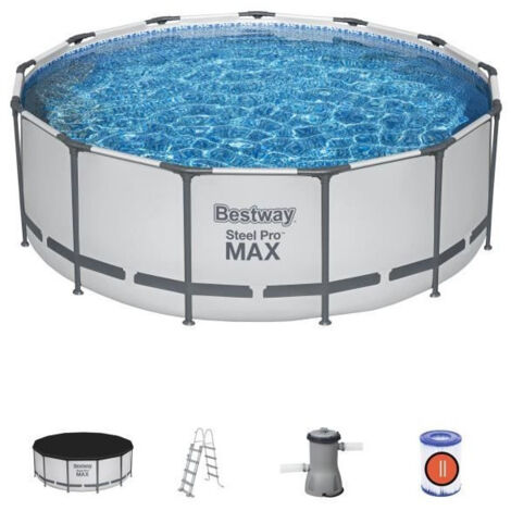 Bestway Piscine hors sol tubulaire ronde Bestway Steel Pro Max 396 x 122 cm gris clair