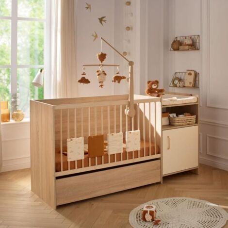 Lit combiné - 120 x 60 cm - Evolutif en 90 x 190 cm - CHARLIE - SAUTHON - Creme (1/5)