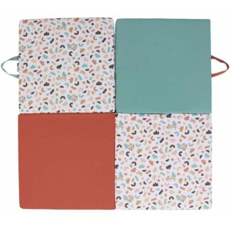 Tapis de jeu Malin - TINEO - Tapis évolutif multifonction 3 en 1 - 120 x 120 cm - Géométrique / Animaux rigolos