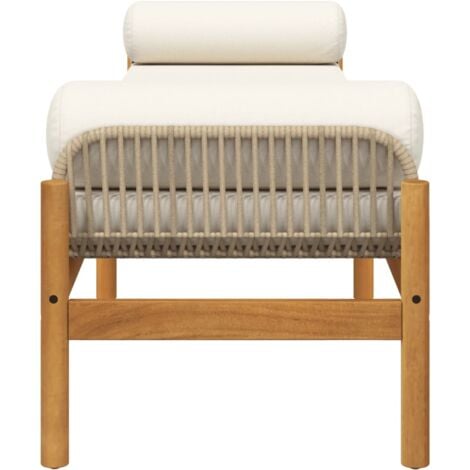 Banc de jardin avec coussin beige résine tressée acacia