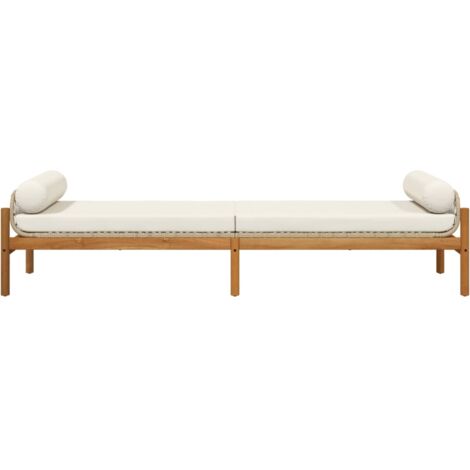 Banc de jardin avec coussin beige résine tressée acacia