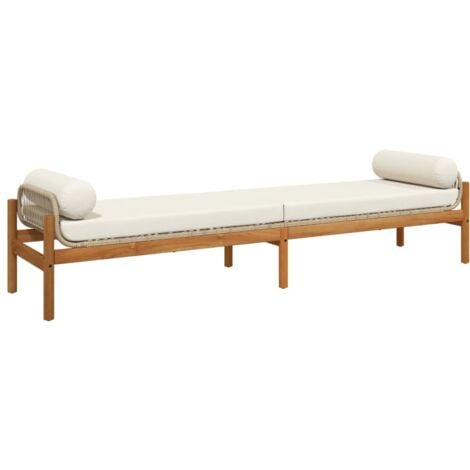 Banc de jardin avec coussin beige résine tressée acacia