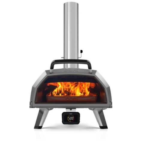 Four à pizza multi-combustible – Cuisson au gaz, bois et charbon – Design inox noir-argent – Surface de cuisson 40 cm – Température optimisée – Ooni