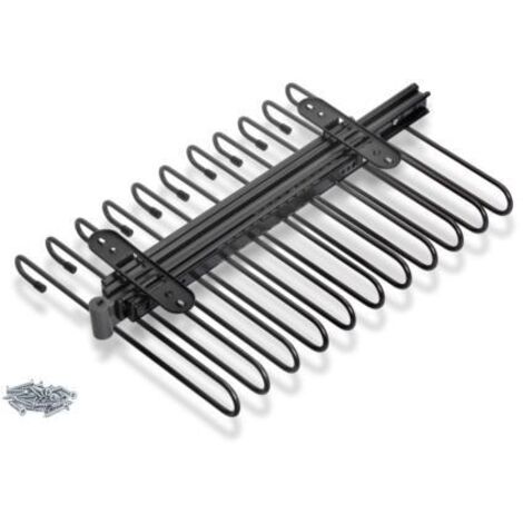Emuca 7017852 Porte pantalons extractible, 11 tiges, guides d extraction totale, Acier, Titane