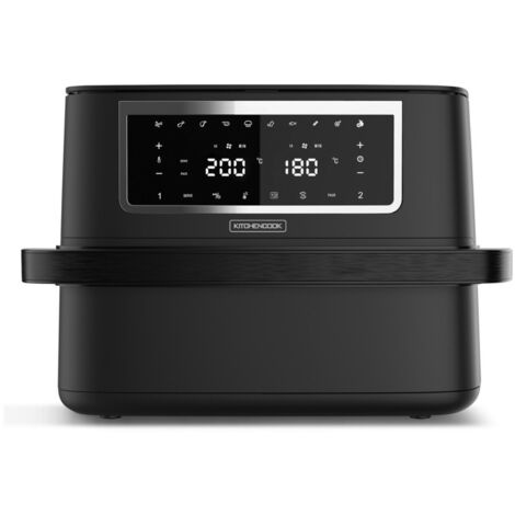 Friteuse sans huile 10L – 10 programmes – Thermostat réglable 40°C à 200°C – Panier antiadhésif amovible – Métal noir – Kitchencook