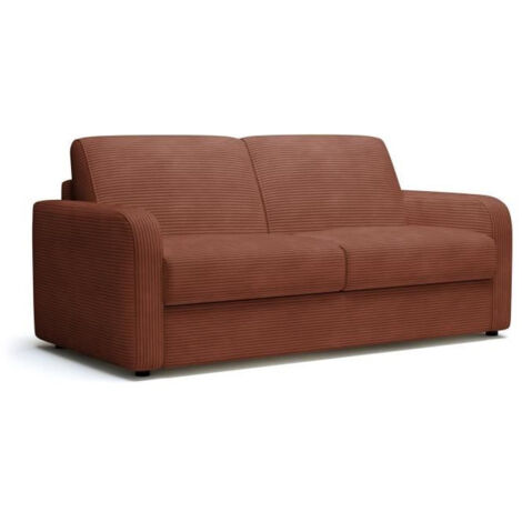 Canapé convertible 3 places terracotta – Dimensions 185x100x87 cm – Couchage 140x190 cm avec matelas mousse 14 cm – Structure métal robuste – Mondo (1/5)