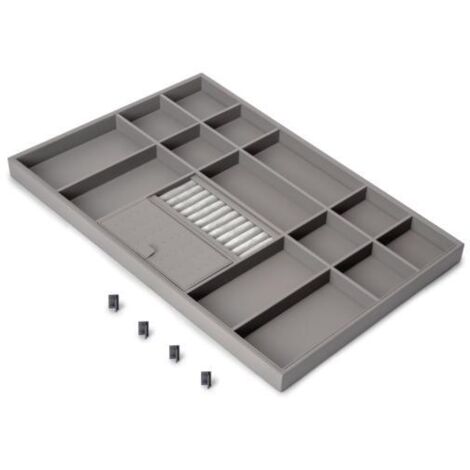 Emuca 7137352 Tiroir organisateur pour placards et commodes Quartz, 640 (M80), Eco pelle et bois, Titane
