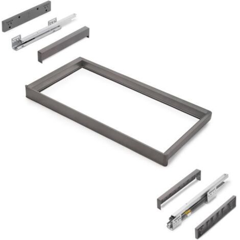 Emuca 7135652 Rack avec glissières à extension totale et à fermeture douce pour accessoires d armoire Quartz, 812 838mm, Alumin