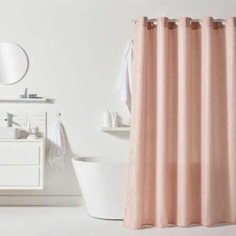 Rideau de douche gauffré - Pink - Polyester - 180 x 200 cm - 12 crochets - UTILITY - TODAY (1/3)