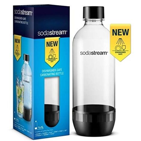 Bouteille réutilisable 1L transparente – Plastique résistant – Compatible lave-vaisselle – Design ergonomique pour hydratation saine – Sodastream