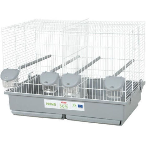 Zolux – Cage pour oiseaux 57 x 34.5 x 41 cm – Blanc et gris – Pour canari mandarin – Structure en métal durable