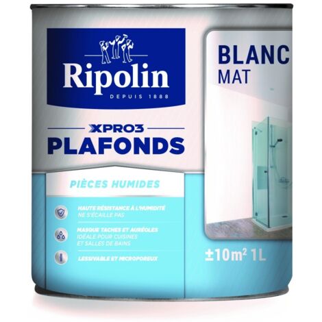 Peinture plafonds cuisine & salle de bain - Blanc mat - RIPOLIN - 1L (1/5)
