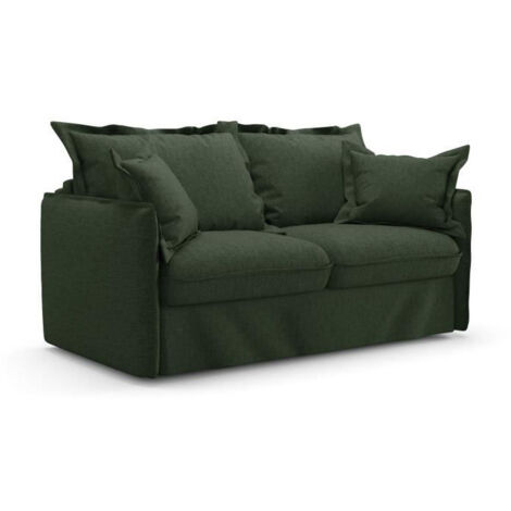 Canapé convertible express - 3 places - MYKONOS - Tissu Vert - 185 x 104 x 90 cm - MONDO (1/5)