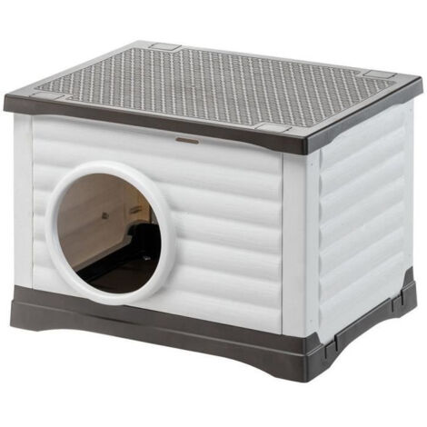 Niche - FERPLAST - PETVILLA 60 - 54 x 43 x 38,5 cm - Blanc / Gris (1/4)