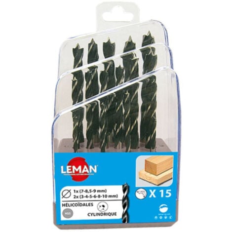 Coffret LEMAN 15 forets hélicoidaux bois