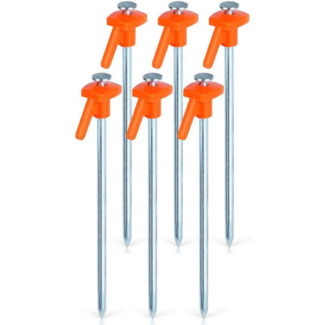 Lot De 6 Piquets De Tente à Visser 20 Cm - Pour Sols Durs, Sable, Herbe - Inclus Embout De Tournevis Et Sac De Transport