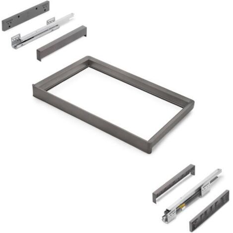 Emuca 7135352 Rack avec glissières à extension totale et à fermeture douce pour accessoires d armoire Quartz, 712 738mm, Alumin (1/5)