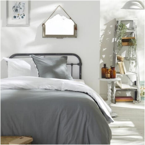 Parure de housse de couette TODAY Charme réversible 260x240 cm Gris clair x Dune Constance (1/5)