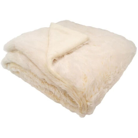 Couverture doublée - DOMIVA - Ultra douce et chaude - 75 x 100 cm - Creme (1/3)