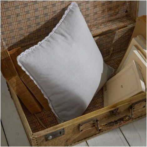 Today Charme coussin gris 40x40 cm finition dentelle (1/5)