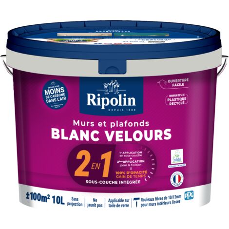 Ripolin – Peinture intérieure blanc velours 2 en 1 murs et plafonds – Sous-couche intégrée – Finition parfaite – 10L – Fabriqué en France (1/5)