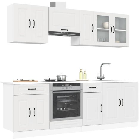 Ensemble d armoires cuisine 8pcs Kalmar blanc bois d ingénierie