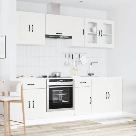 Ensemble d armoires cuisine 8pcs Kalmar blanc bois d ingénierie