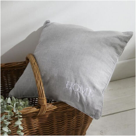 Coussin - TODAY - CHARME - Chambray x Petite broderie Capucine - 40 x 40 cm (1/5)